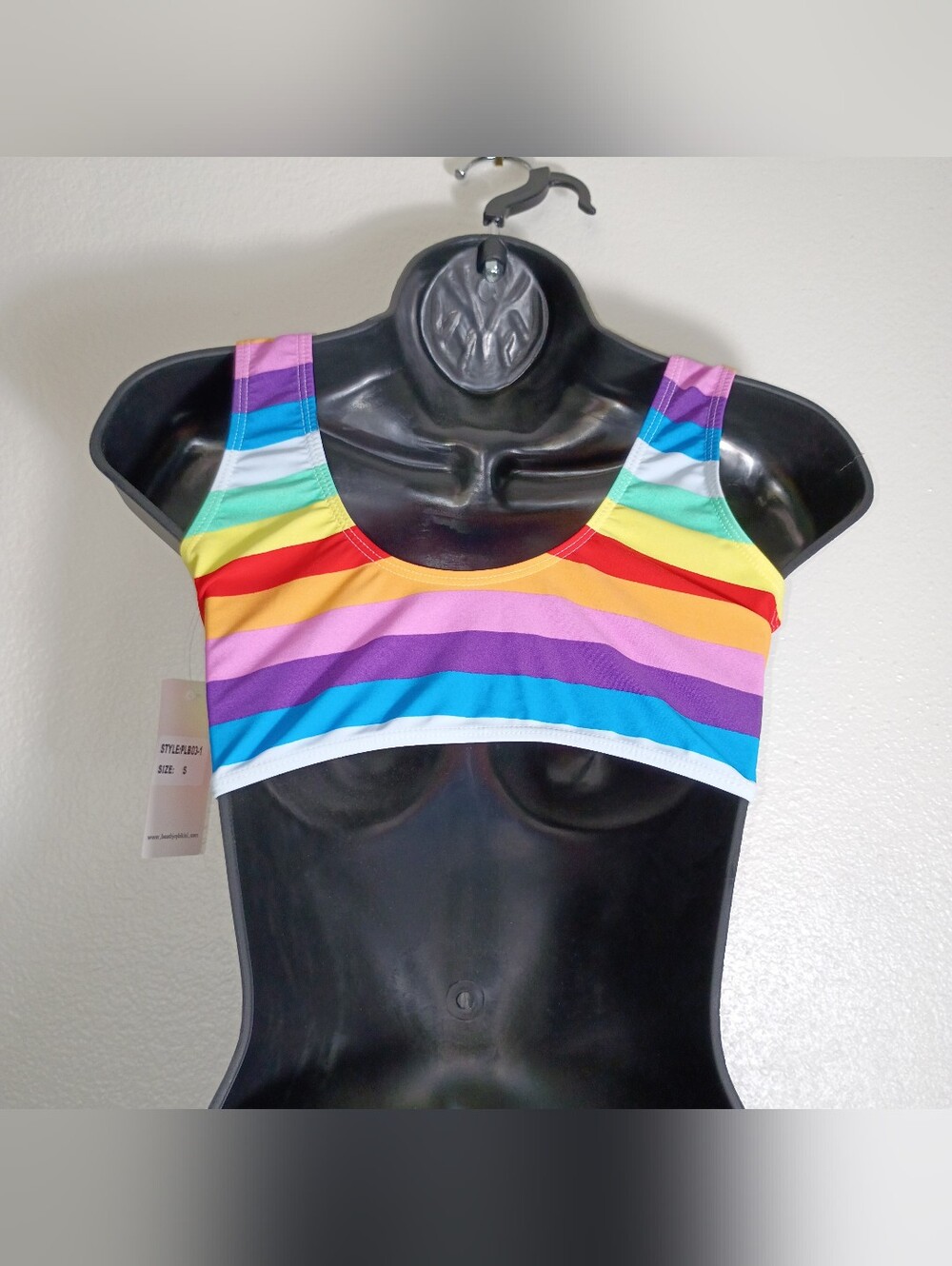 Bright Rainbow Striped Tie-Front High Waist Full Bikini Bottom Set- Size Small - Picture 8 of 11